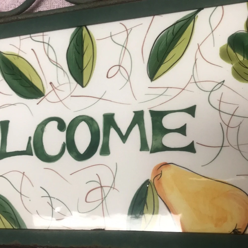 Sign Ceramic & Metal Fruit Welcome Sign